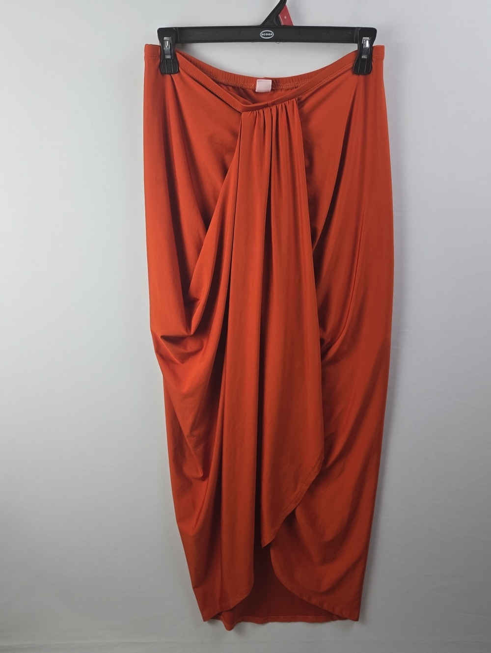 Terracotta Draped Orange Womens Maxi Skirt Sz L Datenight Chic Statement